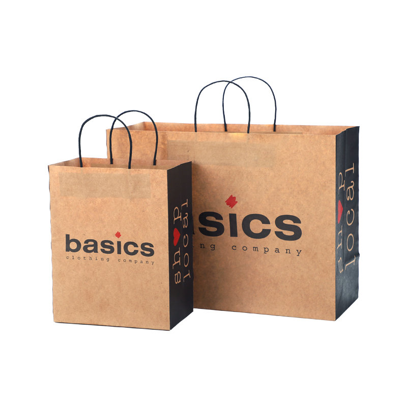 අභිරුචිකරණය කළ හැකි මුද්‍රණ ලාංඡනය Kraft Paper Gift Craft Shopping Paper Bag with Handle02